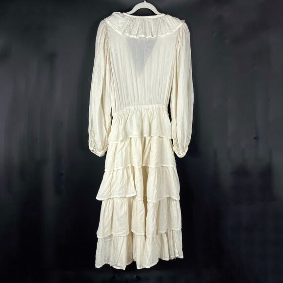 Jen's Pirate Booty Moon Maxi Dress White Ruffle Tiered Long Sleeve Sz XS - Picture 12 of 14